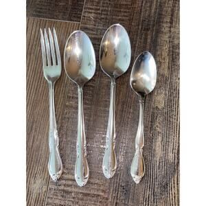 Oneida Chatelaine 4 Oval Soup TeaSpoon Spoon Fork Stainless Flatware Silverware